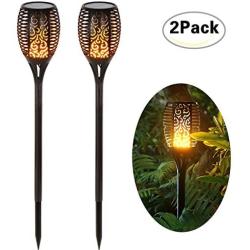 SIKOT Solar Torch Lights with Flickering Dancing Flame, Outdoor Yard Decoration Patio Lights Landscape Lighting Dusk to Dawn Auto On/Off Upgraded 3 Modes Path Lights for Garden Deck Driveway (2 Pack)