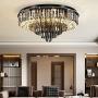 LITFAD Smoke Gray Crystal Flush-Mount Light Modern LED Bedroom Ceiling Light Modern Art Deco Chandelier Pendant Light for Dining Room Living Room Hotel - 19.5'' (50 cm) Wide