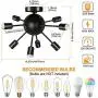 Semi Flush Mount Ceiling Light with 8 Light, Modern Black Sputnik Chandelier with E26 Base, Industrial Vintage Ceiling Lamp Fixture for Bedroom Kitchen Entryway Hallway