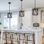 TODOLUZ 1-Light Farmhouse Pendant Light Black Cage Hanging Ceiling Lights with Clear Glass Shade for Kitchen Hallway Dining Room Foyer Bedroom