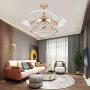 Kankanray 42 Crystal Fandelier Luxury Ceiling Fan Light with Remote Retractable LED Chandelier 3 Color Change 3 Speeds Acrylic Blades Silent Decorative Lighting Lamp for Living Room Bedroom