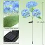 Solar Lights Outdoor Decorative - 2 Pack Hydrangea Solar Garden Stake Lights Waterproof and Realistic LED Flowers Powered Outdoor In-Ground Lights for Garden Lawn Patio Backyard (Blue)