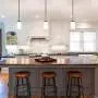 XiNBEi Lighting Pendant Lighting Modern 1 Light Mini Pendant Light with Dual Glass in Dark Bronze, Adjustable Hanging Ceiling Light for Kitchen & Living Room XB-P1195-DB