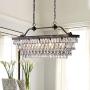 Edvivi 4-Light Antique Bronze Rectangular Linear Crystal Chandelier Dining Room Ceiling Fixture | Glam Lighting