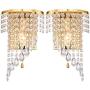 HOMWEERUN A Pair Left Right 2Pcs E12 Modern K9 Crystal Mirror Stainless Steel Wall Lights Wall Lamps Sconce Night Light Lamps Fixtures Lights With Switch For Hallway Bedside Living Room (Gold)