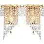 HOMWEERUN A Pair Left Right 2Pcs E12 Modern K9 Crystal Mirror Stainless Steel Wall Lights Wall Lamps Sconce Night Light Lamps Fixtures Lights With Switch For Hallway Bedside Living Room (Gold)