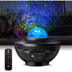 Night Light Projector 3 in 1 Galaxy Projector Star Projector with Bluetooth Speaker, Ocean Wave Bedside Lamp, Adjustable Lightness & Remote Control, Support WiFi Connection Music Player