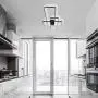 CHYING LED Ceiling Light Modern Flush Mount 60W 3-Layer Geometric Light Fixture Black PVC Metal Chandelier Lights 41 Inch for Bedroom Living Room Study Kitchen Daylight White 6000K