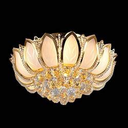 Luxury Crystal Indoor Chandeliers, Modern Gold Flush Mount Ceiling Light Pendant Lamp Fixture for Living Room, Dining Room and Bedroom