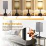Table Lamp, 3-Way Dimmable Bedside Lamp with USB Ports and Outlets, Nightstand Lamps for bedrooms, Lamp with Clock, Grey Shade.Table Lamps for Bedrooms Guest Room Living Room. 9W LED Bulb Included