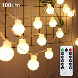 Twinkle Star 33 FT 100 LED String Lights, Waterproof Ball Lights, 8 Lighting Modes, Fairy Starry String Lights Plug in with Remote Timer for Home Party Wedding Christmas Decoration, Warm White