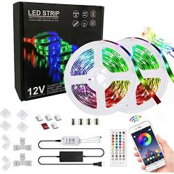 led Lights for Bedroom 32.8 ft, Bluetooth Remote 5050 RGB , App Controls LED Music Light Sensitive Built-in Mic,40 Key DIY Color Used for Room Decorations, Family,tiktok Stuff