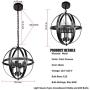 4-Light Rustic Pendant Lighting Fixture Adjustable Height Industrial Globe Handing Lighting with Metal Spherical Shade Black Chandelier for Kitchen Island Dining Room Foyer E12 Base