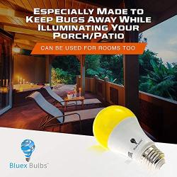 2-Pack BlueX A19 Amber Yellow LED Bug Light Bulb No Blue Light Outdoor 650 Lumens 120V E26 Medium Base LED 9.5 - Watt (60-watt Replacement) A19 Outdoor Bug LED Warm Light Bulb