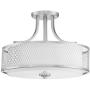 Kira Home Linx 16'' 3-Light Semi-Flush Mount Ceiling Light Fixture + Outer Mesh Shade and Inner White Fabric Shade, Brushed Nickel Finish