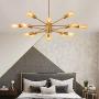 CLAIRDAI Chandelier 12 Lights Pendant Lighting Gold Sputnik Chandeliers Mid Century Ceiling Light Fixtures for Kitchen Dining Area Living Room