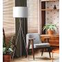 Ambiore Lisboa Tripod Floor Lamp - 62 inch Morden for Living Room Office - Metal Chrome Tripod with White TC Fabric Shade