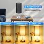 Black Touch Control Table Lamp Set of 2, 3-Way Dimmable Bedside Nightstand Lamps with 2 USB Ports&AC Outlet Fabric Round Black Lamps for Bedroom Living Room Desk Silver Metal Base, Bulbs Included