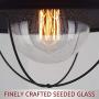 Kira Home Bayside 11'' Nautical Farmhouse Flush Mount Ceiling Light + Seeded Glass Shade, Matte Black Finish