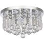 Modern K9 Crystal Chandelier Lighting, A1A9 Round Flush Mount LED Ceiling Light Fixture, Elegant Chrome Pendant Lamp for Dining Room Bathroom Bedroom Livingroom Lounge (Diameter 16)