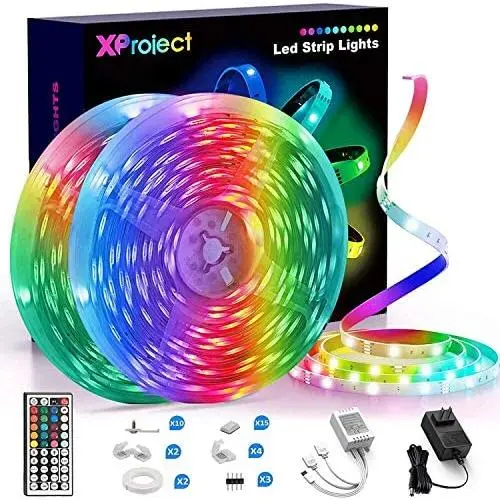 XProject 65.6 Feet Led Strip Lights, Led Lights for Bedroom, Color Changing Lights with Remote(2 Rolls of 32.8ft)