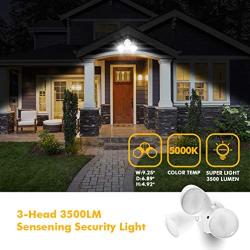 LUTEC 3500 Lumen 45 Watt 45 LED Triple-Head Flood Lights Outdoor Full Metal Design Waterproof Exterior Security Lights for Garage Patio, Garden, Yard-White