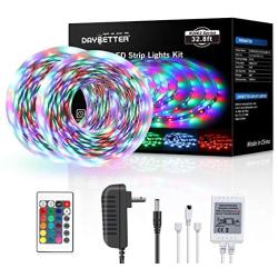 Daybetter 3528 Led Strip Lights Color Changing with 24 Key Remote and Power Supply( 2 Rolls of 16.4ft )