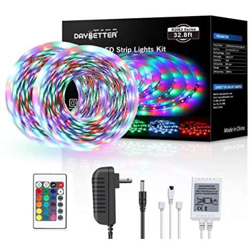 Daybetter 3528 Led Strip Lights Color Changing with 24 Key Remote and Power Supply( 2 Rolls of 16.4ft )