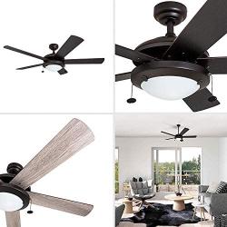 Prominence Home 80099-01 Bolivar LED Ceiling Fan, Modern Farmhouse, 52” Dual-Finish Blades, Espresso