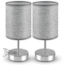 Bedside Lamps, MOICO 3-Way Dimmable Touch Table Lamps with Linen Fabric Shade, Modern Nightstand Lamps for Bedroom, Living Room, Kids Room, Office, College Dorm, Set of 2