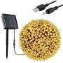 Solar String Lights Outdoor, 72ft 200 LED Christmas Fairy String Lights Solar and USB Powered, OxyLED 8 Modes Decorative String Lights for Home, Garden, Patio, Wedding, Party (Warm White)