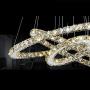 MEEROSEE Crystal Chandeliers Modern LED Ceiling Lights Fixtures Chandelier Lighting Dining Room Pendant Lights Contemporary 3 Rings Adjustable Stainless Steel Cable