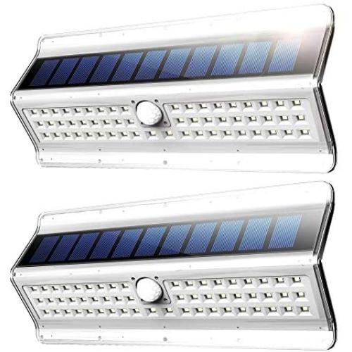 EZBASICS Solar Lights Outdoor, 56 LED Wireless Motion Sensor Light, Security Lights for Front Door, Yard, Garage, Deck, White Shape, 2 Pack