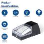 Hyperikon LED Wall Pack Outdoor Light, 30W, Security Wall Sconce Fixture, 5000K, Photocell, Clear Cover