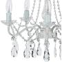 Amalfi Decor 5 Light LED Crystal Beaded Chandelier, Mini Wrought Iron K9 Glass Pendant Light Fixture Vintage Nursery Kids Room Dimmable Plug in Hanging Ceiling Lamp, Whitewashed