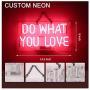 Neon Signs,DO What You Love Real Glass Neon Sign Beer Bar Pub Store Home Room Party Light Sign Neon Lamp Wall Artwork Signs, Prepaid Custom Duty（14.5''x8'',Pink）