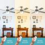 Warmiplanet 52-inch indoor ceiling fan with integrated LED lighting kit and remote control, four reversible white/silver blades, brushed nickel