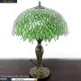 Tiffany Style Table Lamp Stained Glass Bedside Desk Light W16H24 Inch Tall Green Wisteria Lampshade Antique Base S523 WERFACTORY LAMPS Lover Parent Friend Kid Living Room Bedroom Coffee Bar Craft Gift