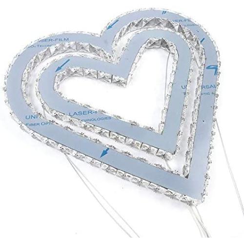 Modern Crystal Chandeliers, Heart Shape 2 Rings 50W 110V LED Crystal Chandelier Fixtures Stainless Steel Round Pendant Ceiling Lights Fixtures for Dining Room Living Room Bedroom (Warm White)