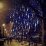 Adecorty Falling Rain Lights Meteor Shower Lights Christmas Lights 30cm 8 Tube 144 LEDs, Falling Rain Drop Icicle String Lights for Christmas Trees Halloween Decoration Holiday Wedding (White)