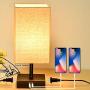 Touch Control Table Lamp with 2 Power Outlet and 2 USB Port, 3-Way Dimmable Desk Lamp Modern Table Lamp for Bedroom Living Room Office, Led Bulb Included (Table lamp with Outlet)
