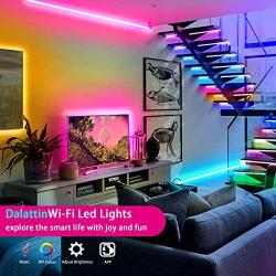 Smart Led Strip Lights WiFi 50ft,2 Rolls of 25ft,Dalattin Compatible with Alexa Led Lights Music Sync 5050 16 Million Colors Changing Phone App and 24 Key Remote for Rome,Kitchen