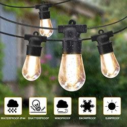 TICOZE Outdoor String Lights 48FT LED String Lighting Waterproof Commercial Grade Patio Light with 15 Bulbs, Connectable Hanging Light for Backyard Porch Balcony Swimming Pool, Christmas String Light