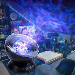 Ocean Wave Projector, AZIMOM Remote Control Ceiling Wave Projection Lamp 12 Led & 7 Colors Timing Nightlight Built-in Mini Music Player for Kids Adult Gift Bedroom Living Room Party Decoration