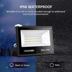 Novostella 30W LED Flood Light Indoor Outdoor Security Led Lights House 2 Pack 5000K Daylight White, IP66 Waterproof, 3000lm Floodlight Outside Lighting for Garden Yard Garages Park