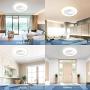 Sunifier Bladeless Ceiling Fan with Light, Remote Control Low Profile Modern Ceiling Fan with Lights, 3 Colors Flush Mount Ceiling Fan with Light for Living Room Bedroom Kitchen (White)