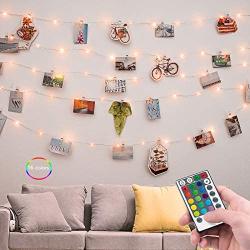 Photo String Lights, 33Ft 100 LED Fairy Lights, String Lights with Remote for Bedroom Dorm Birthday Night Wedding Christmas Decorations(Clips not Included)