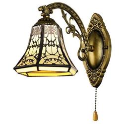 BAYCHEER Tiffany Style Glass Shade Vintage Wall Sconce Lamp Fixture One Light for Kitchen Island Dining Room or Living Room, with Switch