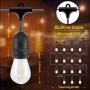 IELECMG Led String Lights Outdoor - 54FT S14 Patio String Lights Waterproof Shatterproof Commercial Grade Porch Lights with 15 E26 Hanging Socket for Cafe Party Bistro Garden Warm White