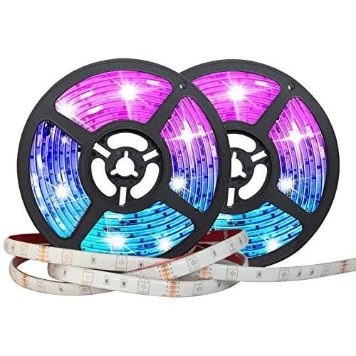 LED Strip Lights, 32.8ft 5050 RGB Color Changing LED Lights Strip with 44-Key IR Remote Controller, Strong 3M Adhesive and 12V Safety Power Supply, Ideal for Home Bedroom and Holiday Decoration